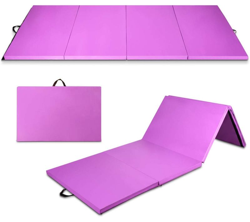 Tapis De Gymnastique Pliable Doux 240 X 116 X 5 Cm, Matelas D'entrainement En Mousse (violet)
