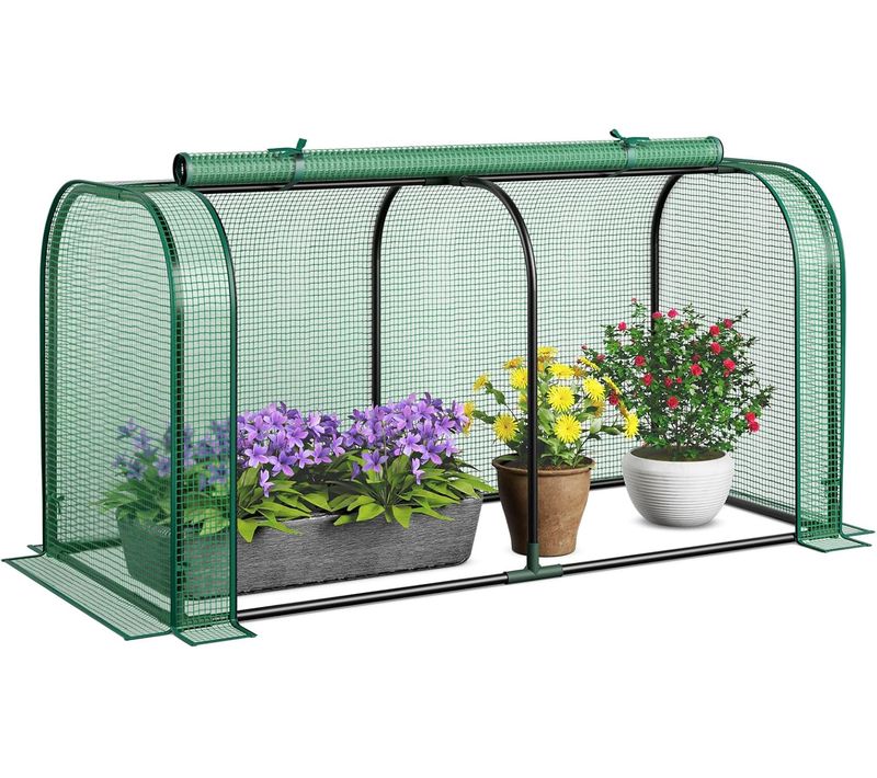 Mini Serre De Jardin 118x55x60 Cm, Serre Avec Porte à Fermeture Eclair Enroulable (vert)