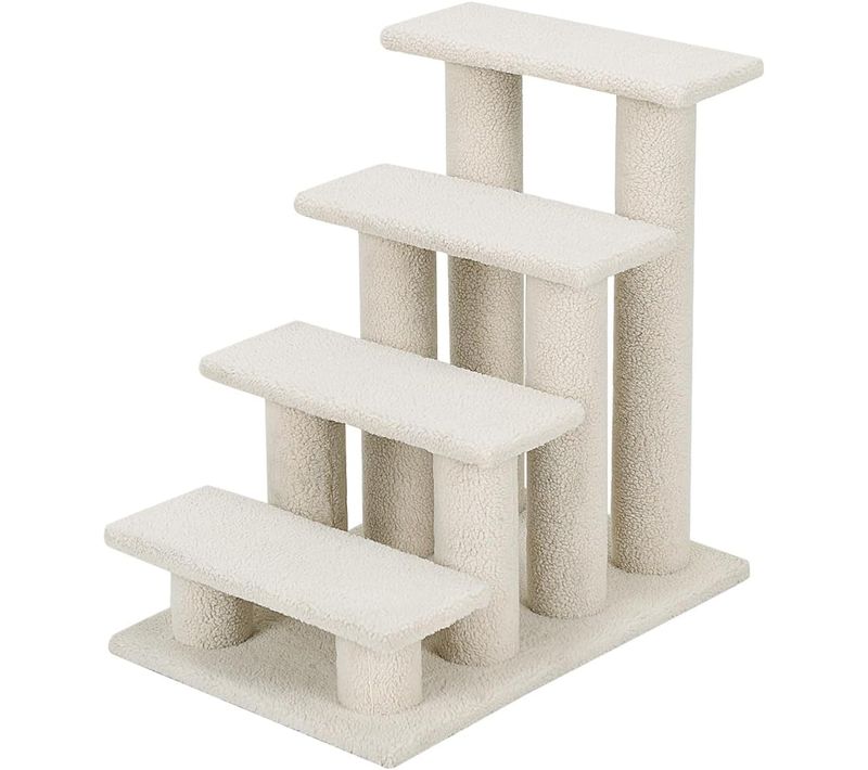 Escalier Pour Chien Chat à 4 Marches, Rampe Pour Chien Chat, Charge 25kg, 60,5 X 40 X 60 Cm