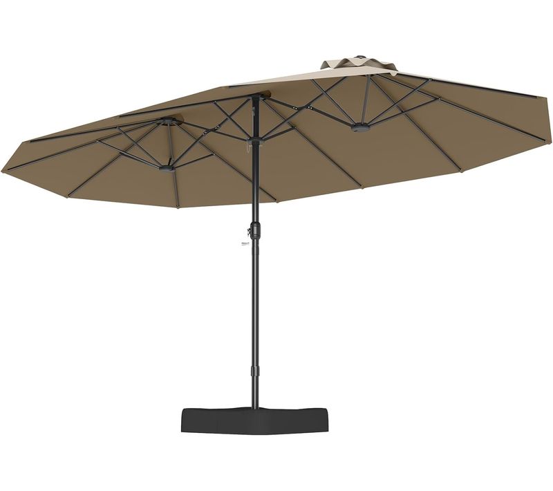 Parasol De Jardin Double 470 X 285 Cm Avec Base, Parasol Extérieur Extra Large (bordeaux)