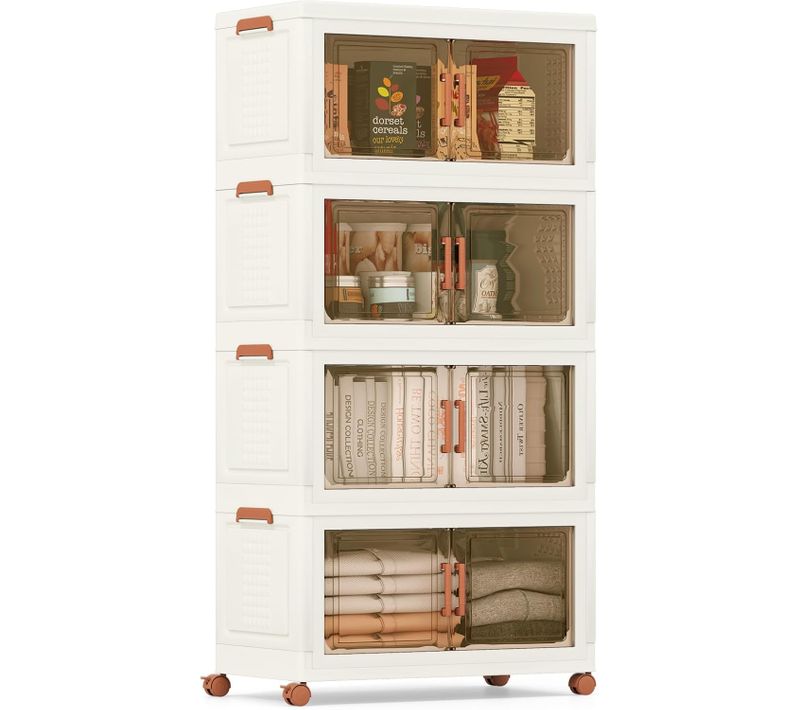 Boite Rangement Plastique 280 L, Caisses Rangement Pliables à Roulette, Poignée