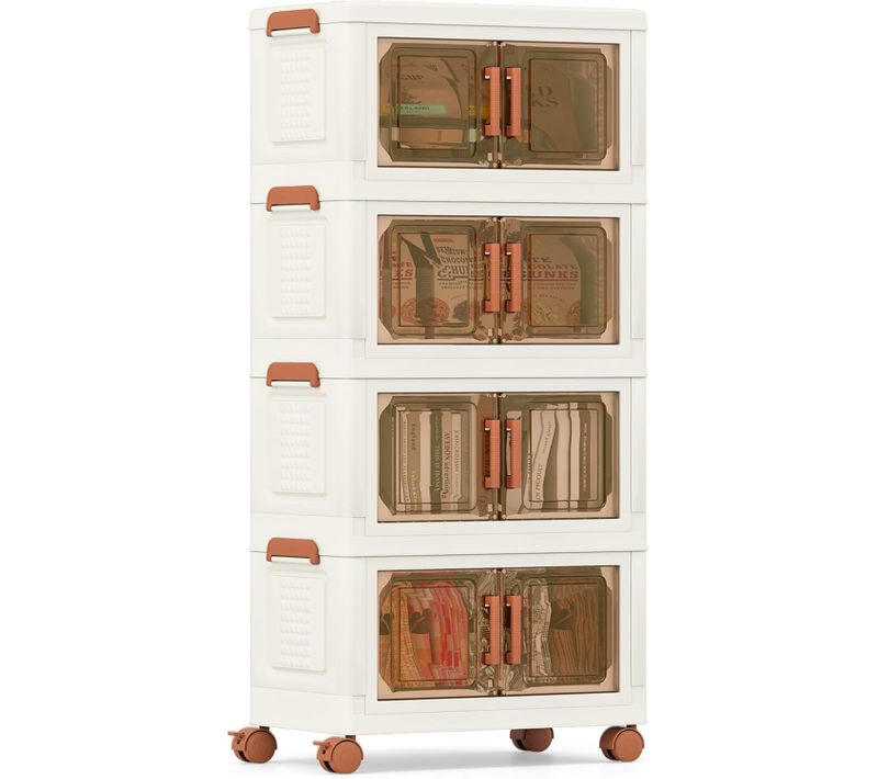 Boite Rangement Plastique 208 L, Caisses Rangement Pliables à Roulette, Poignée