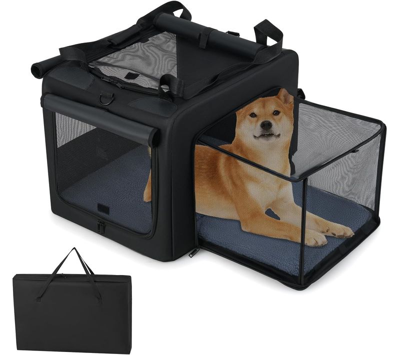Sac Transport Chien Pliable, Cage De Transport Pour Chien, Panier Extensible En Maille (medium)