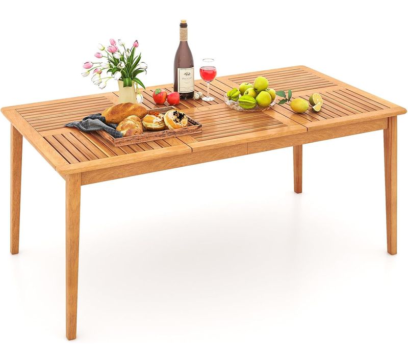 Table De Jardin En Bois D'acacia Pour 6 Personnes, Table De Salle à Manger D'extérieur, Naturel