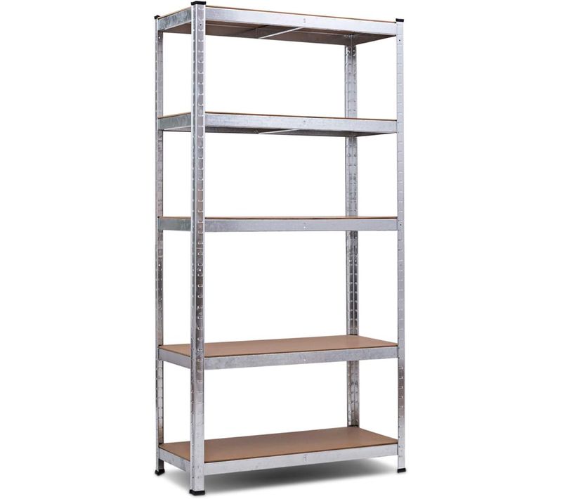 Etagère De Garage à 5 Niveaux Charge Max.875kg Avec Etagère Ajustable, 40 X 90 X 180 Cm (argent)