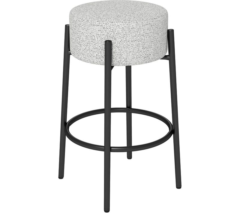 Tabouret De Bar En Lin, Chaise De Bar Rembourré Avec Repose-pieds, Cadre En Métal, Patins Réglables