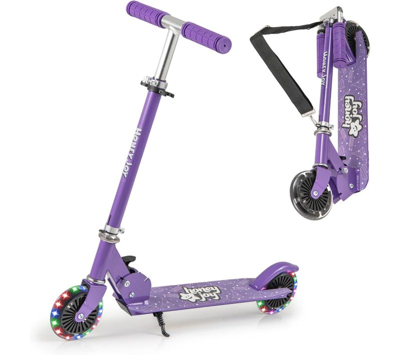 Trottinette Enfant Pliable Avec Roulement Abec-5 Et3 Hauteurs Réglables,pour 3-8 Ans，violet
