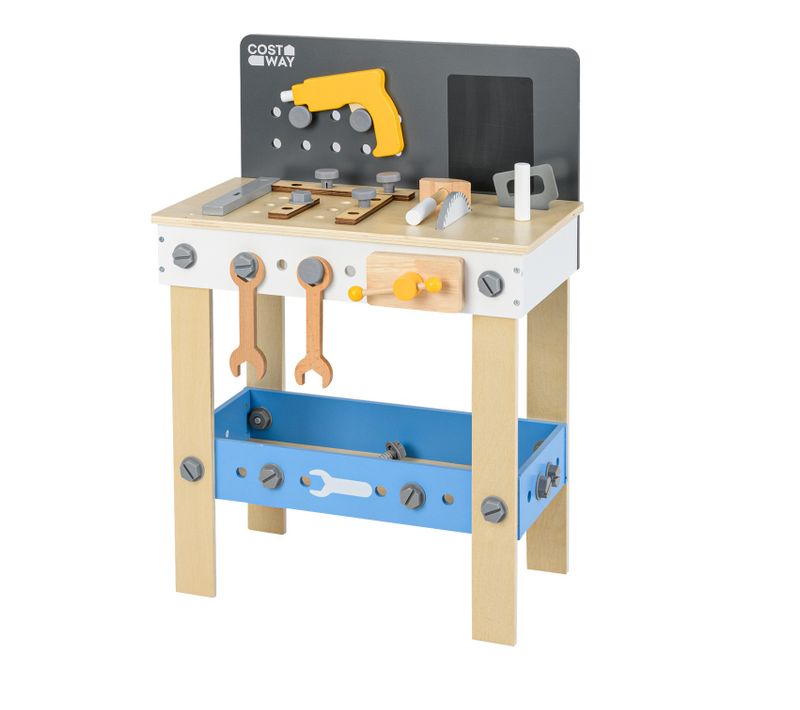 Jouets D'établi à Outils En Bois Enfant Avec 8 Outils Et 28 Accessoires, Jouet Bricolage Enfants