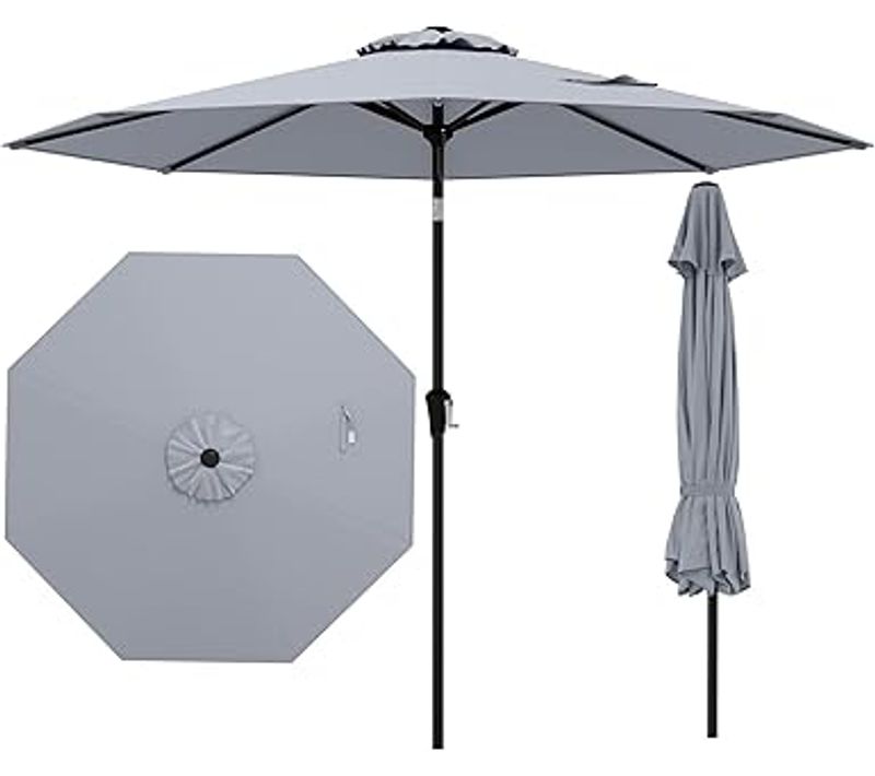 Parasol De Jardin, Parasol Inclinable 270 Cm, Protection Uv 50+, Avec Toile Polyester