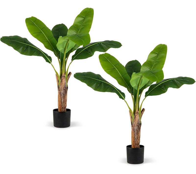 Lot De 2 Arbres Artificiels Oiseau De Paradis De 107 Cm Avec Pot Branches Réglables