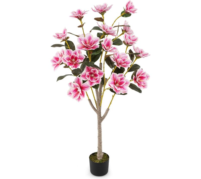 Arbre Artificiel De Magnolia De 130 Cm, Troncs Multi-branches Mousse Réaliste