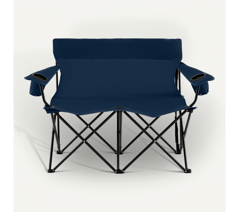 Chaise Pliante Camping à 2 Places, 132 X 66 X 96 Cm, 2 Porte-gobelets, Tissu Oxford (bleu)