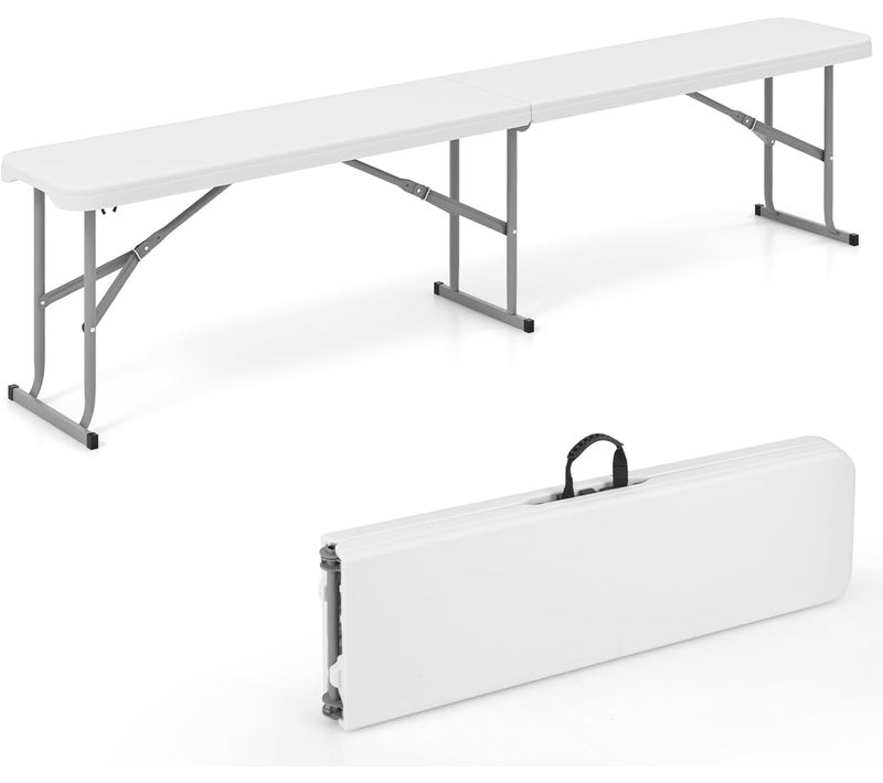 Banc Exterieur Jardin 182 X 27,5 X 43 Cm, Banc Pliable à 3 Places En Hdpe, Charge 300 Kg