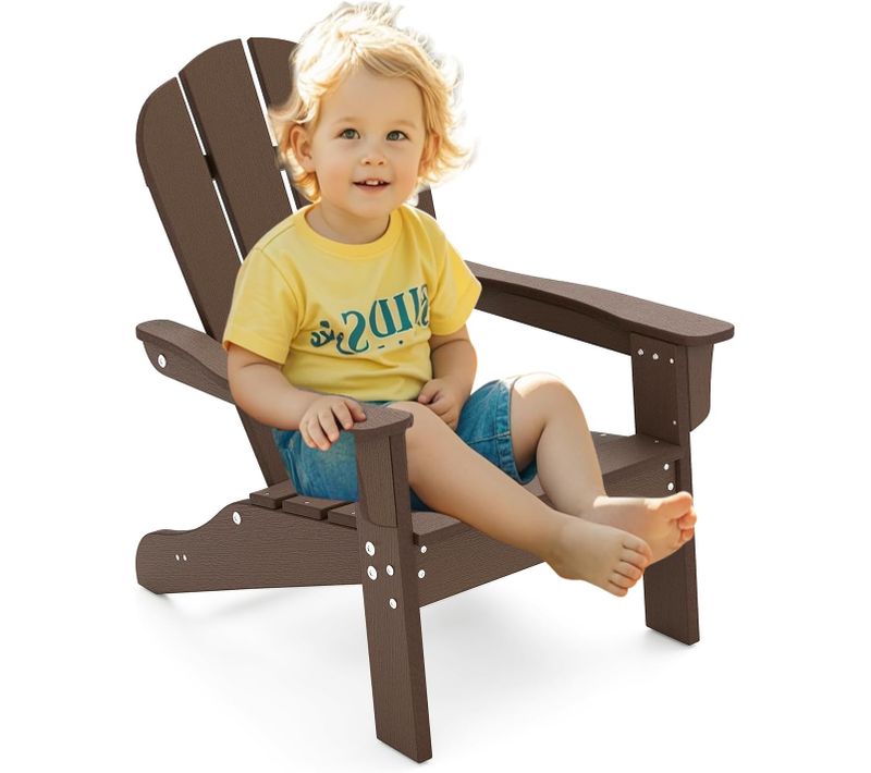 Chaise Adirondack De Jardin Enfant Avec Design Ergonomique Et Accoudoirs  (marron)