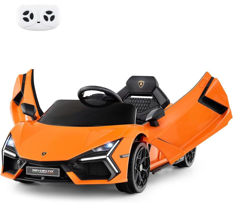 12v Lamborghini Revuelto Voiture Électrique Enfant Avec Télécommande, Musique Et Lumière (orange)