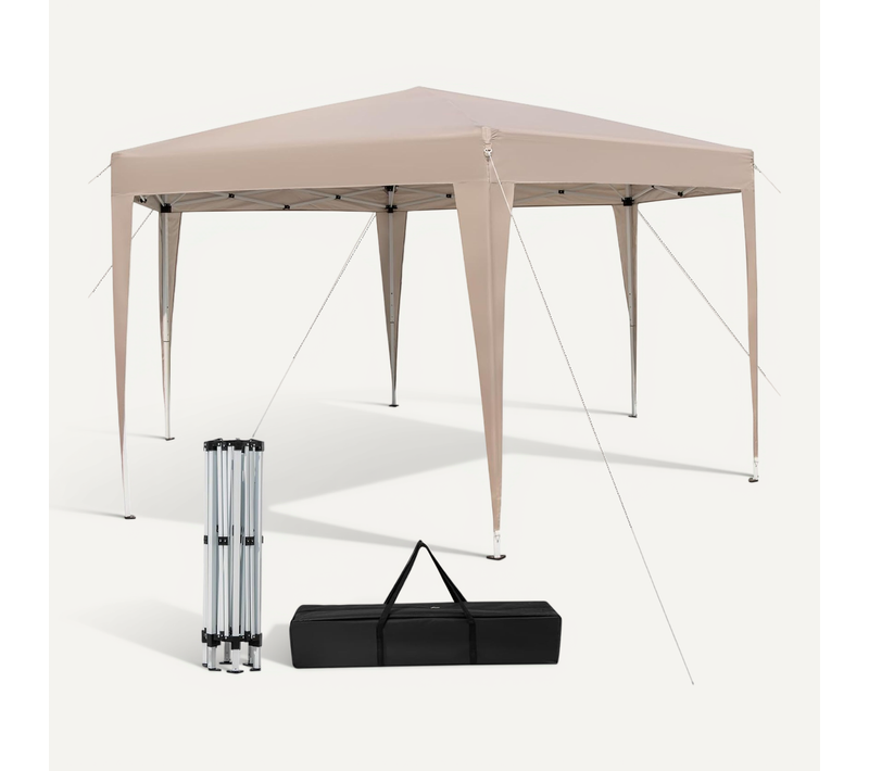 Tonnelle De Jardin Hexagonale Pop-up 400 X 348 Cm,  Habillées Sac De Transport, Kaki