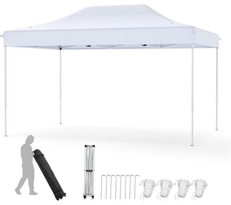 Tonnelle De Jardin Instantanée 300 X 445 Cm, Tente Avec Trous De Drainage Sac，blanc
