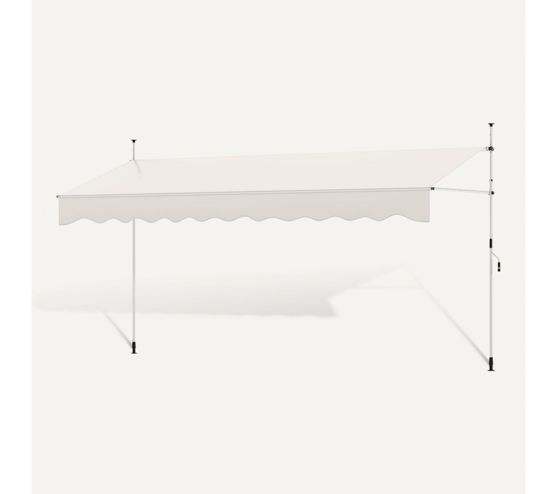 Store Banne Manuel Rétractable De 4 X 1,2m Avec Manivelle Hauteur Réglable 210-300cm (blanc)