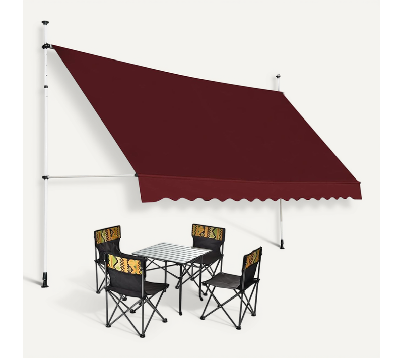 Store Banne Manuel Rétractable De 3,95 X 1,25m Avec Manivelle Hauteur Réglable 200-300cm (rouge)