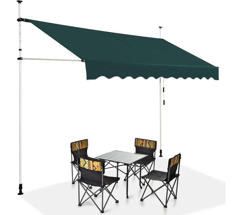 Store Banne Manuel Rétractable De 3 X 1,25m Avec Manivelle Hauteur Réglable 200-300cm (vert)