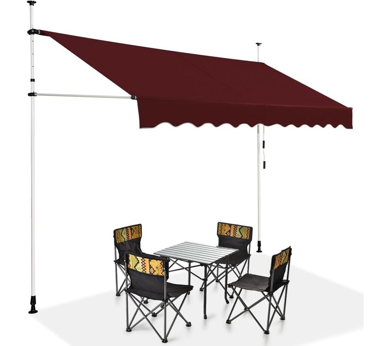 Store Banne Manuel Rétractable De 3 X 1,25m Avec Manivelle Hauteur Réglable 200-300cm (rouge)