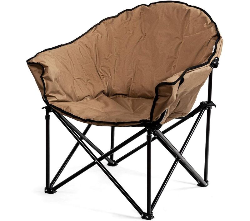 Chaise De Camping Pliante Surdimensionnée Avec Coussin Rembourré,porte-gobelet (brun)