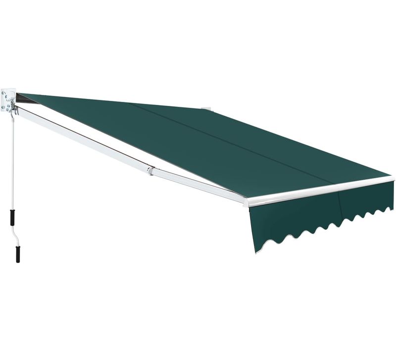 Store Banne Manuel Rétractable De 245 X 200cm Angle Ajustable 40°-100°, Auvent De Terrasse  (vert)