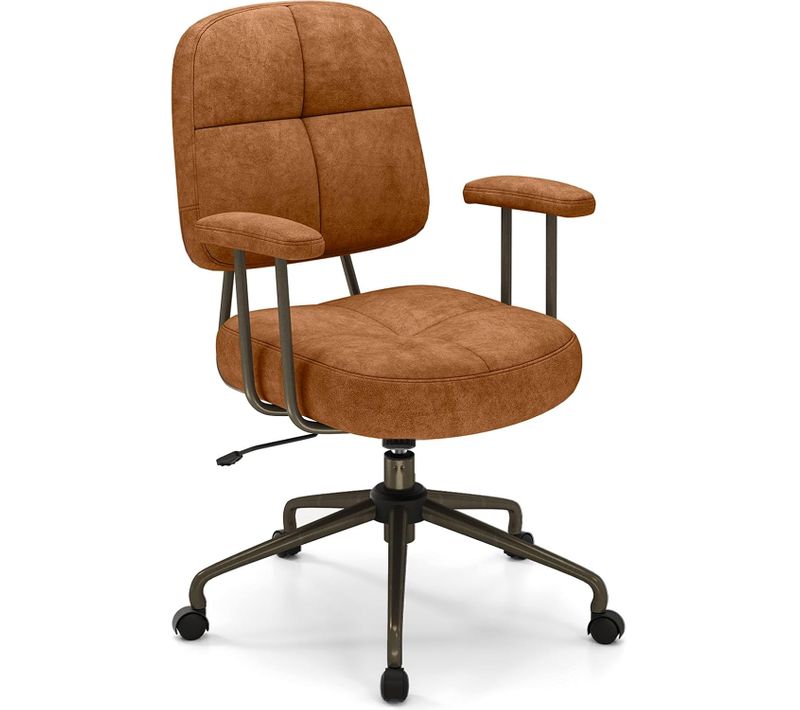 Chaise De Bureau, Chaise De Travail Avec Dossier Rembourré Et Accoudoirs Matelassés (marron)