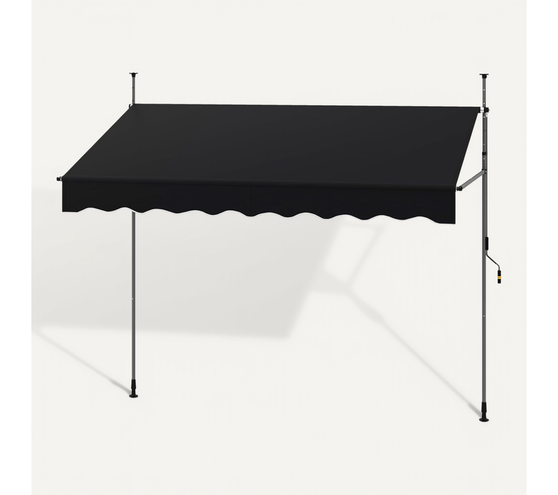 Store Banne Manuel Rétractable De 2,5 X 1,2/1,35/1,5m, Hauteur Réglable 210-300cm(noir)