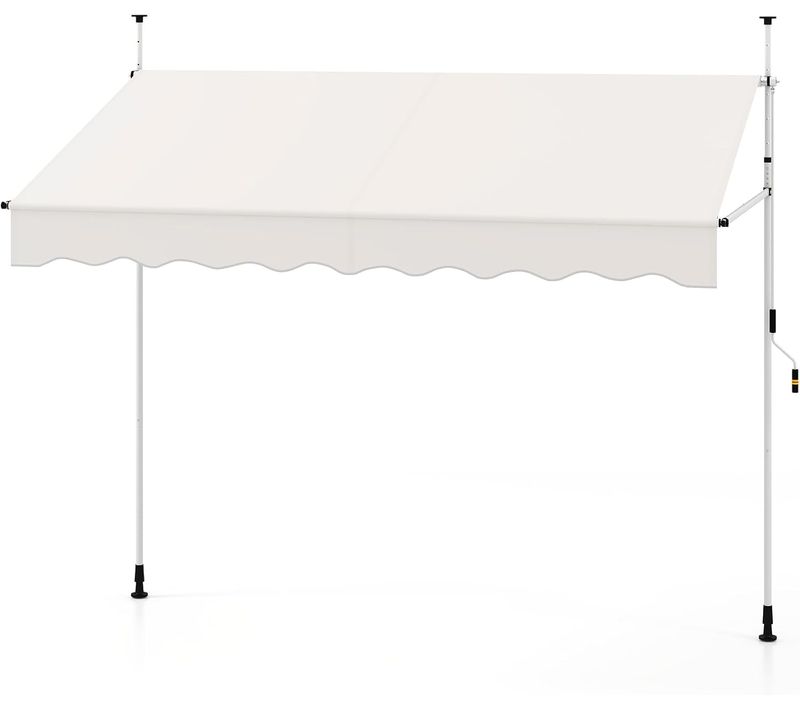 Store Banne Manuel Rétractable De 2,5 X 1,2/1,35/1,5m, Hauteur Réglable 210-300cm (blanc)