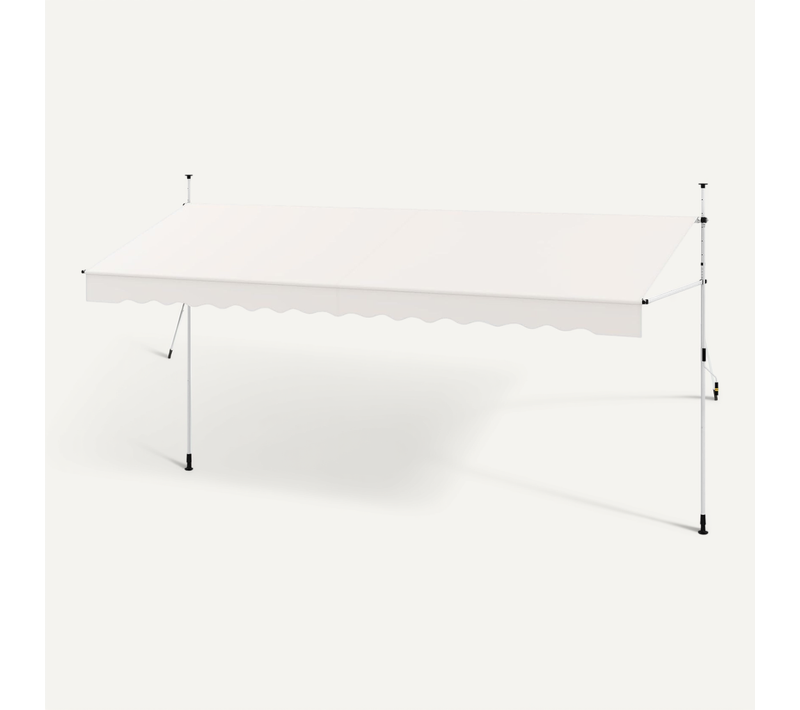 Store Banne Manuel Rétractable De 4 X 1,2/1,35/1,5m, Hauteur Réglable 210-300cm (blanc)