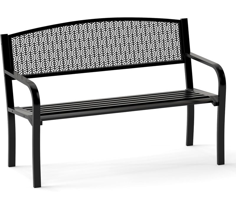 Banc Exterieur Jardin, Dossier à Motifs, Siège à Lattes, Antidérapants (noir,128 X 60 X 86 Cm)