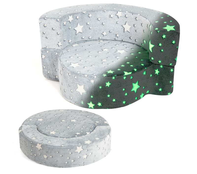 Canapé Convertible Enfant Lumineux, Fauteuil Enfant Convertible En Tissu Flanelle, Pour 3 Ans+