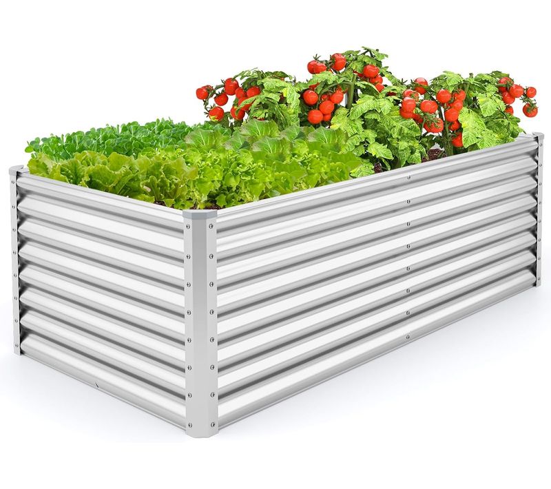 Lit De Jardin Surélevé De 60 Cm à Fond Ouvert, Rectangulaire, 180 X 95 X 60 Cm (argenté)