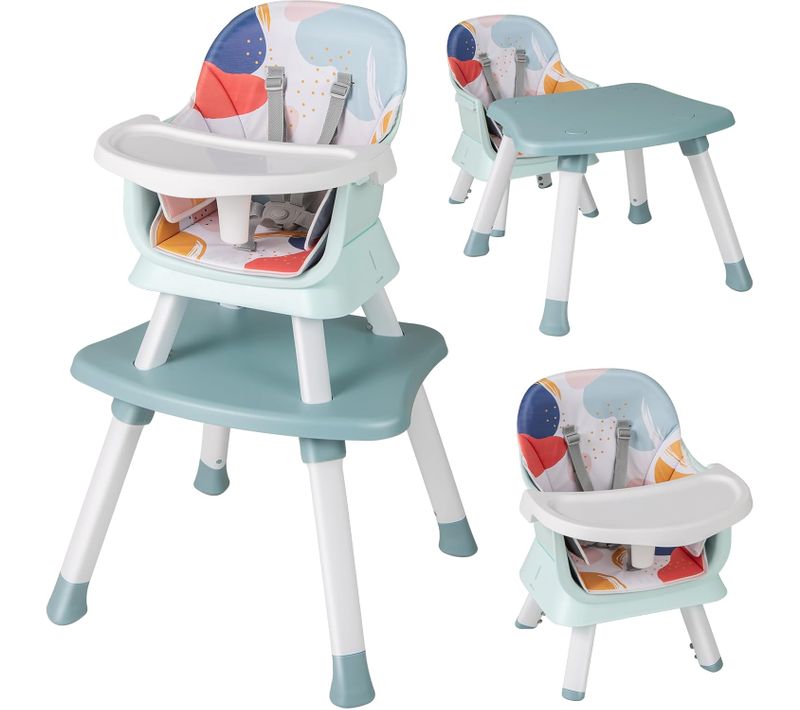 6 En 1 Chaise Haute Bébé Evolutive Avec Plateau, Chaise D'alimentation,charge 25kg (multicolore)