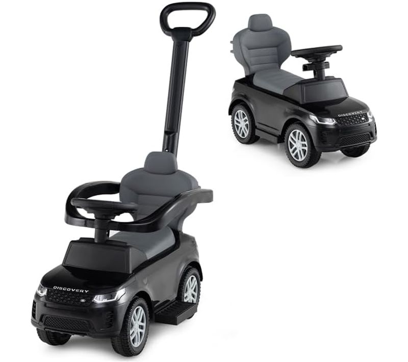 3 En 1 Porteur Enfant Avec Volant et Klaxon et Son De Démarrage, Barrière De Sécurité (noir)