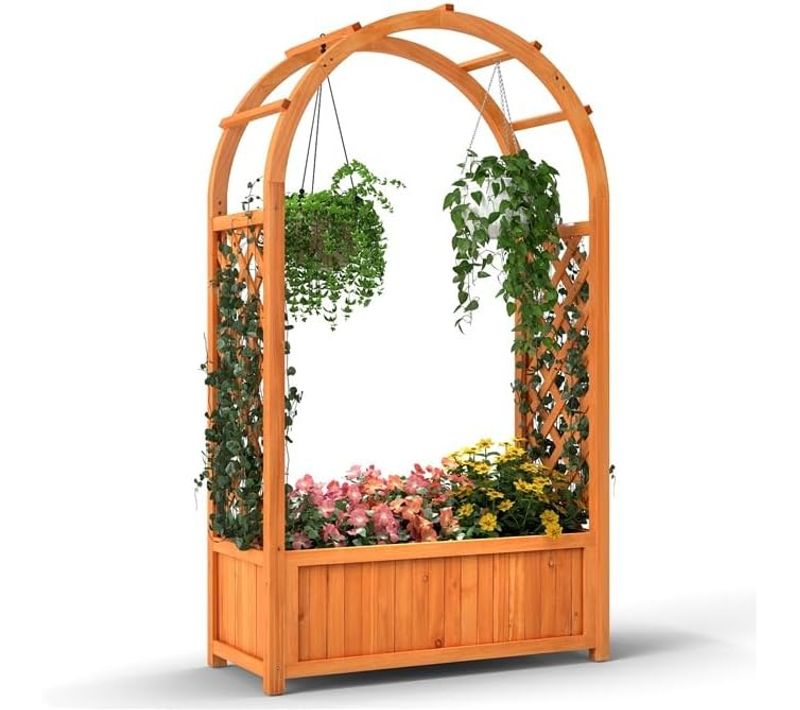 Jardinière Avec Trou De Drainage, Résistance Aux Intempéries, 83 X 36 X 146 Cm, Marron