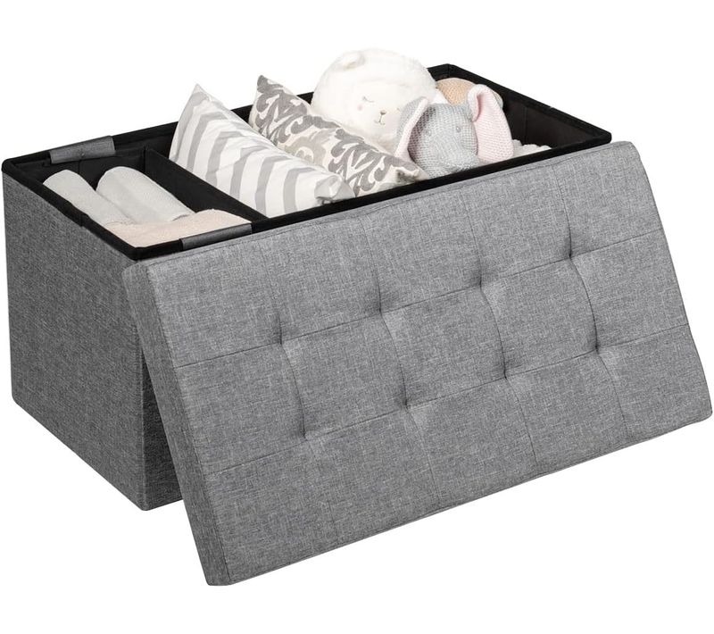 Banc De Rangement Pliable En Tissu, Bac Intérieur Amovible, 80 × 40,5 X 40,5 Cm (gris Clair)