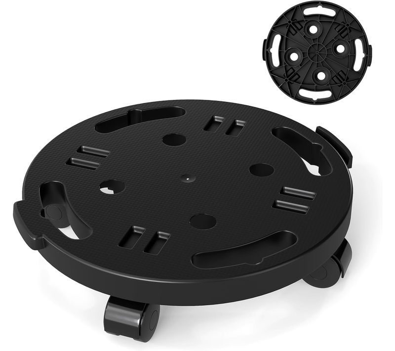 Chariot à Plantes Rond, Support Robuste Avec 4 Roues Universelles, Plateforme Mobile