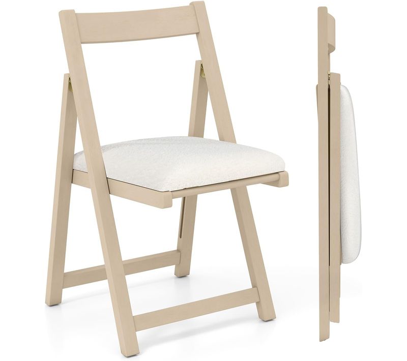 Lot De 2 Chaises De Salle à Manger Rembourrées Avec Dossier Courbé (naturel+beige)