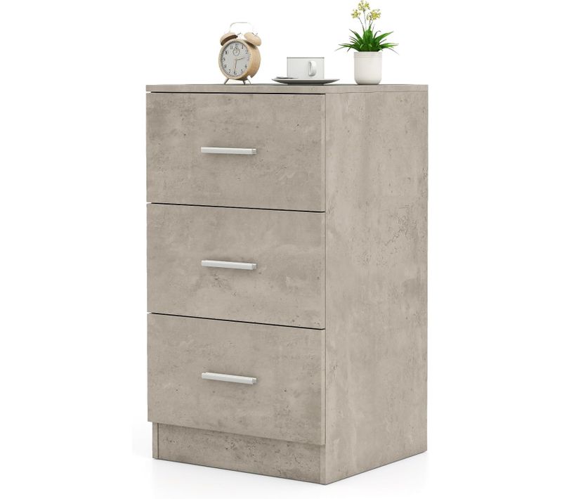 Caisson Bureau 3 Tiroirs Pour Feuilles A4, Lettre, Commode Tiroir Rangement(gris Ciment)