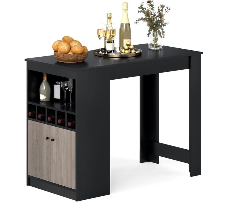 Table De Bar Cuisine Avec Armoire Latérale, Table Bar Haute Pour Petit-déjeuner, Petite Espace