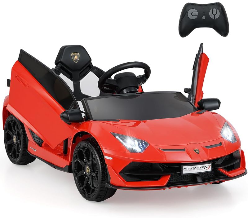 12v Lamborghini Voiture Électrique Enfant Avec Télécommande, Lumières LED Et Klaxon (rouge)