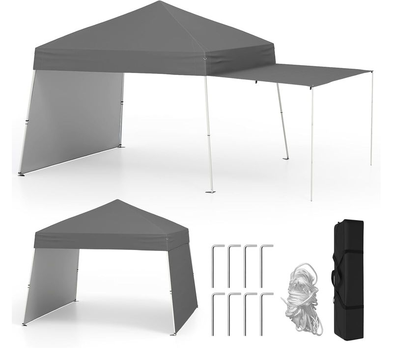 Tonnelle De Jardin Pop-up 430 X 280 Cm, Pliable Avec 8 Piquets 4 Cordes à Vent (gris)