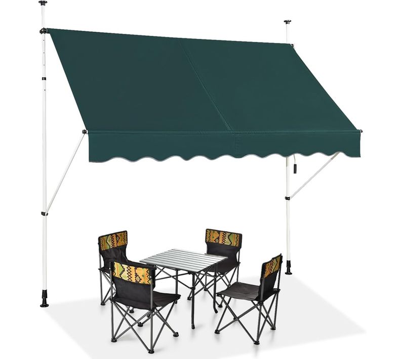 Store Banne Manuel Rétractable De 2,5 X 1,25m, Hauteur Réglable 200-300cm (vert)