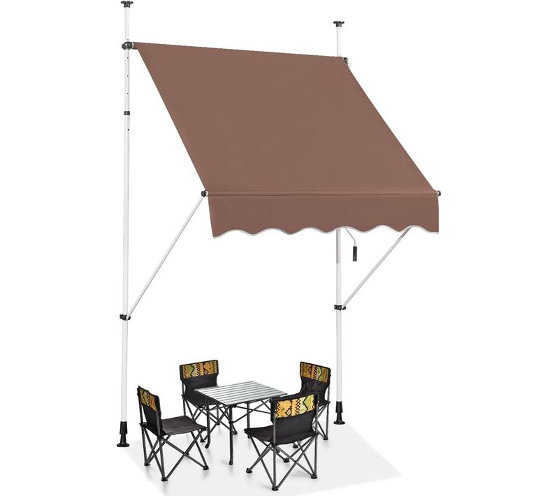 Store Banne Rétractable De 1,5 X 1,25m Avec Manivelle Hauteur Réglable 200-300cm (brun)