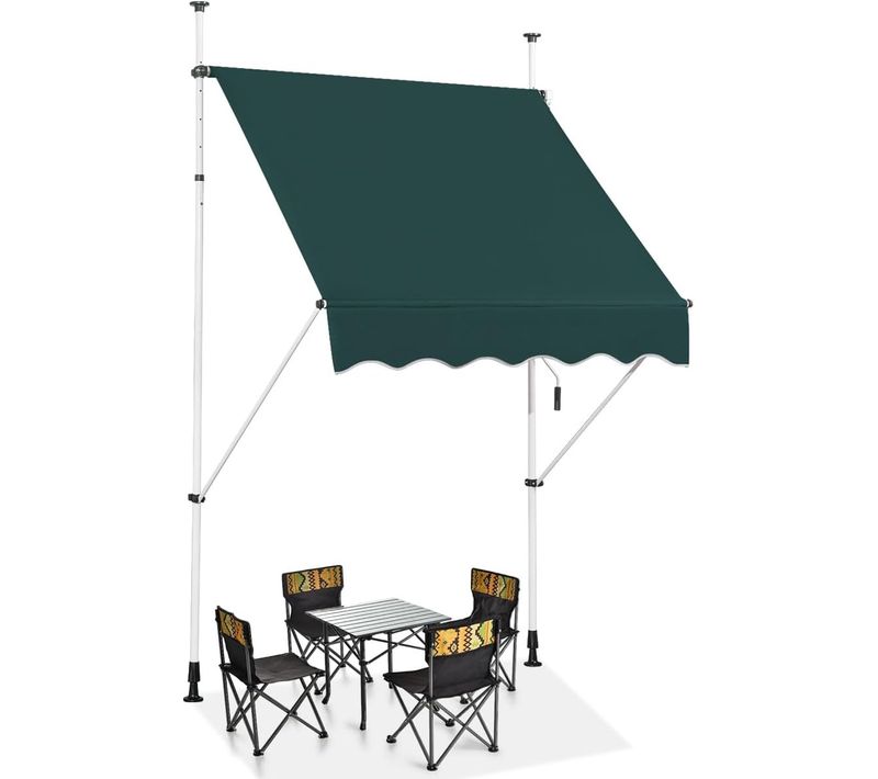 Store Banne Rétractable De 1,5 X 1,25m Avec Manivelle Hauteur Réglable 200-300cm (vert)