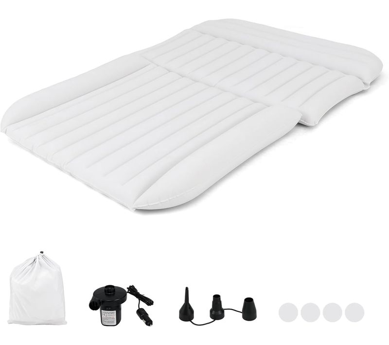 Matelas Gonflable Voiture Avec Pompe à Air et Flocage Double Face Et Sac De Transport (beige)