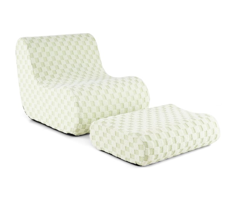 Canapé Pouf Poire D'appoint Avec Repose-pieds, Chaise Longue Fond Antidérapant et Housse (vert)