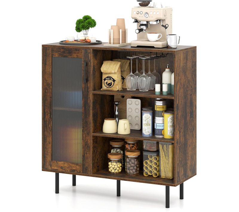 Buffet De Cuisine Avec Porte, Armoire De Bar à Café,meuble De Rangement,brun Rustique
